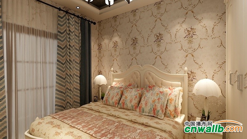 壁尚墙布刺绣系列卧室装修效果图