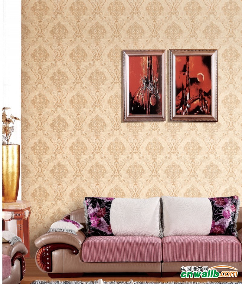 蝶绣免复合冷触媒墙布系列产品效果图，卧室墙布装修案例