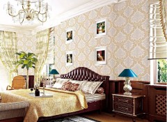 沃菲斯环保无缝墙布卧室装修图，欧式墙布效果图