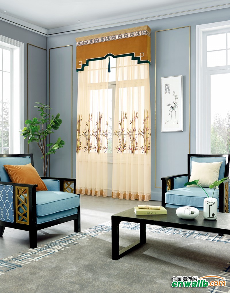 中式风窗帘装修图，布之美窗帘效果图