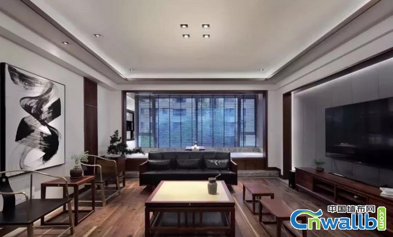 新中式客厅软装搭配，新中式墙布有没有被美醉了呢？