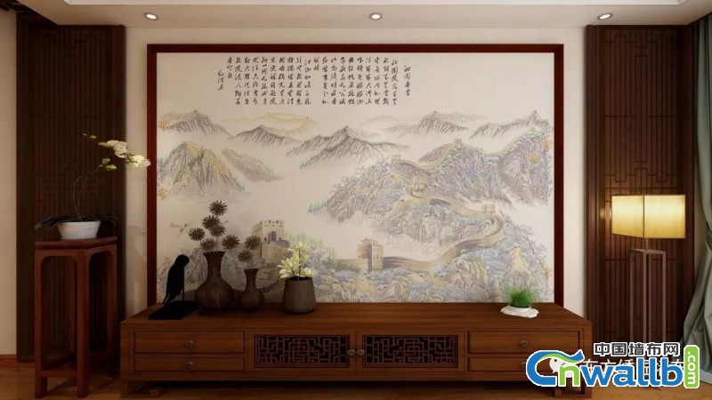 东方绣匠墙布中式背景墙装修图，东方绣匠绣出中国美