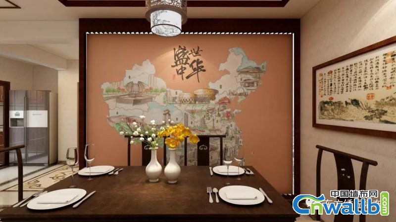 东方绣匠墙布中式背景墙装修图，东方绣匠绣出中国美