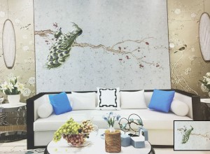 素江南墙布新中式客厅装修效果图，独绣系列产品图