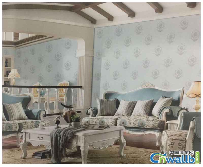 素江南墙布客厅墙布装修图，现代简约风格效果图