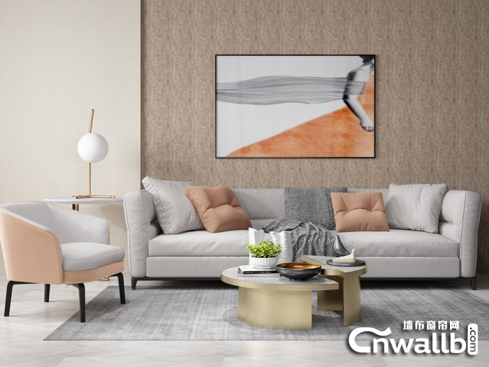 宏绣无缝墙布客厅沙发背景墙装修效果图