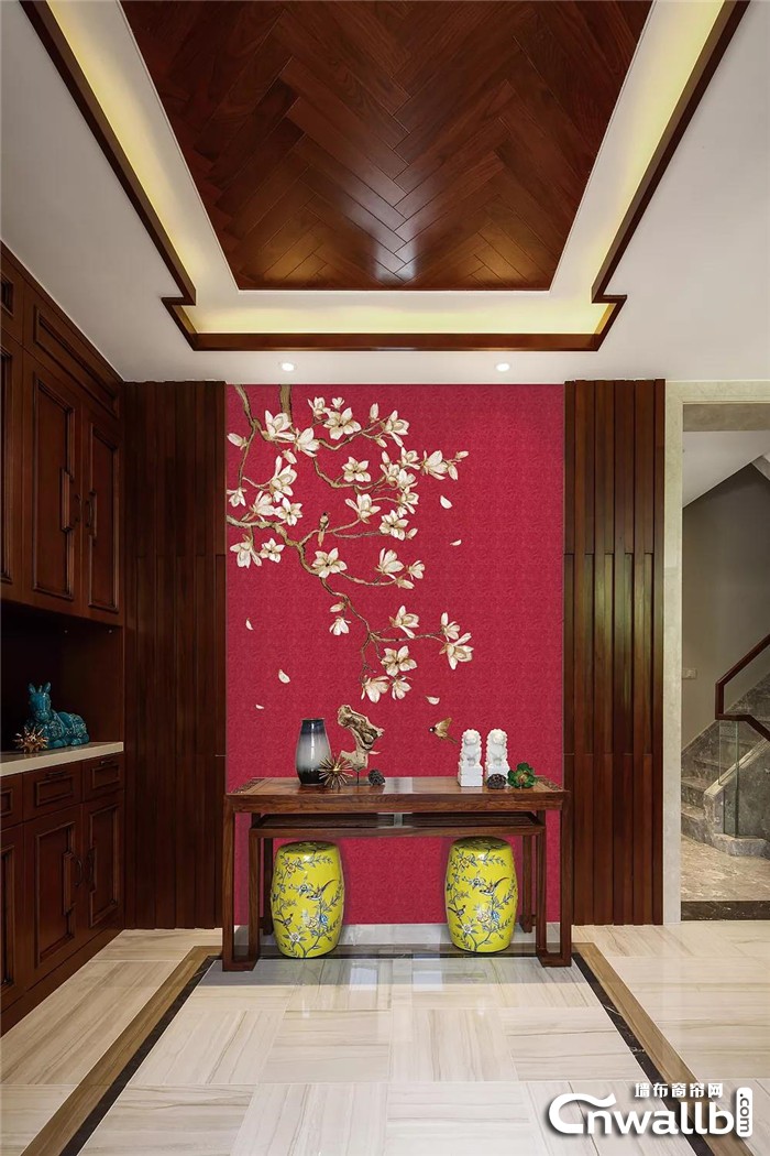 锦尚帛美墙布描绘出一幅和谐的新中式画面！