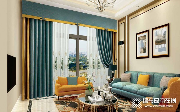 伊莎莱窗帘现代风格装修效果图，客厅窗帘图片