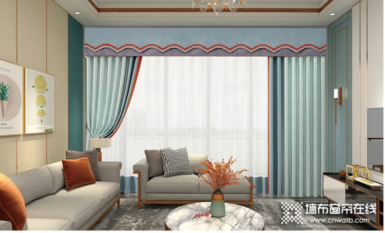 美居乐窗帘现代风装修图，客厅窗帘图片
