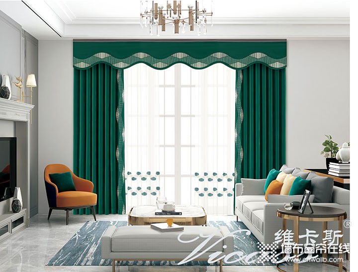 一绣倾城窗帘客厅欧式风格装修效果图
