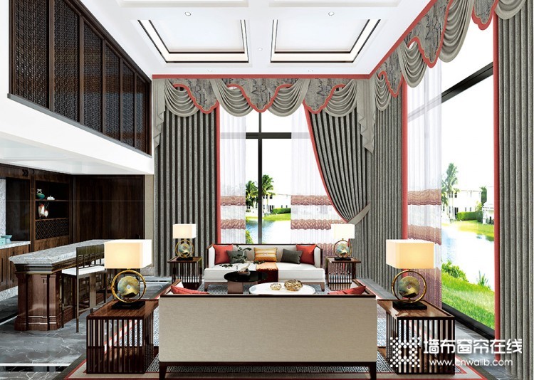 环美空间窗帘中式风格客厅装修效果图
