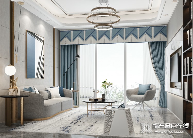 城市客厅窗帘图片，客厅现代简约风窗帘装修图