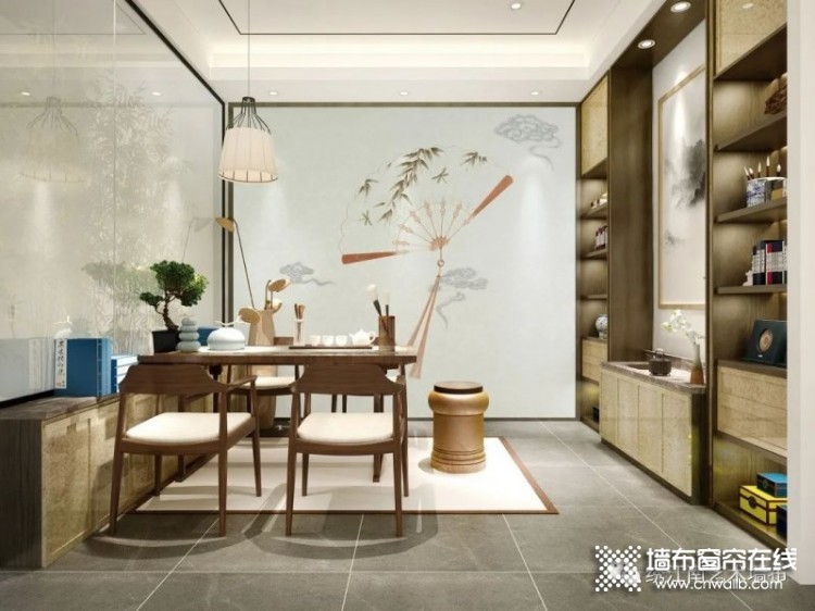 绣江南艺术墙布新中式风格装修效果图