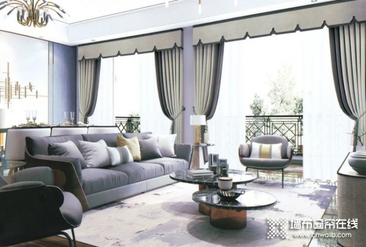 新中式客厅窗帘搭配效果图，时尚年轻气质与端庄中式元素