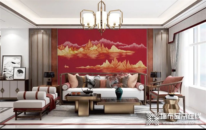 雅是墙布：“红”色家居，描绘优雅精致的东方生活